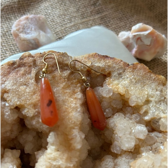 Carnelian Teardrop Earrings - Picture 5 of 6